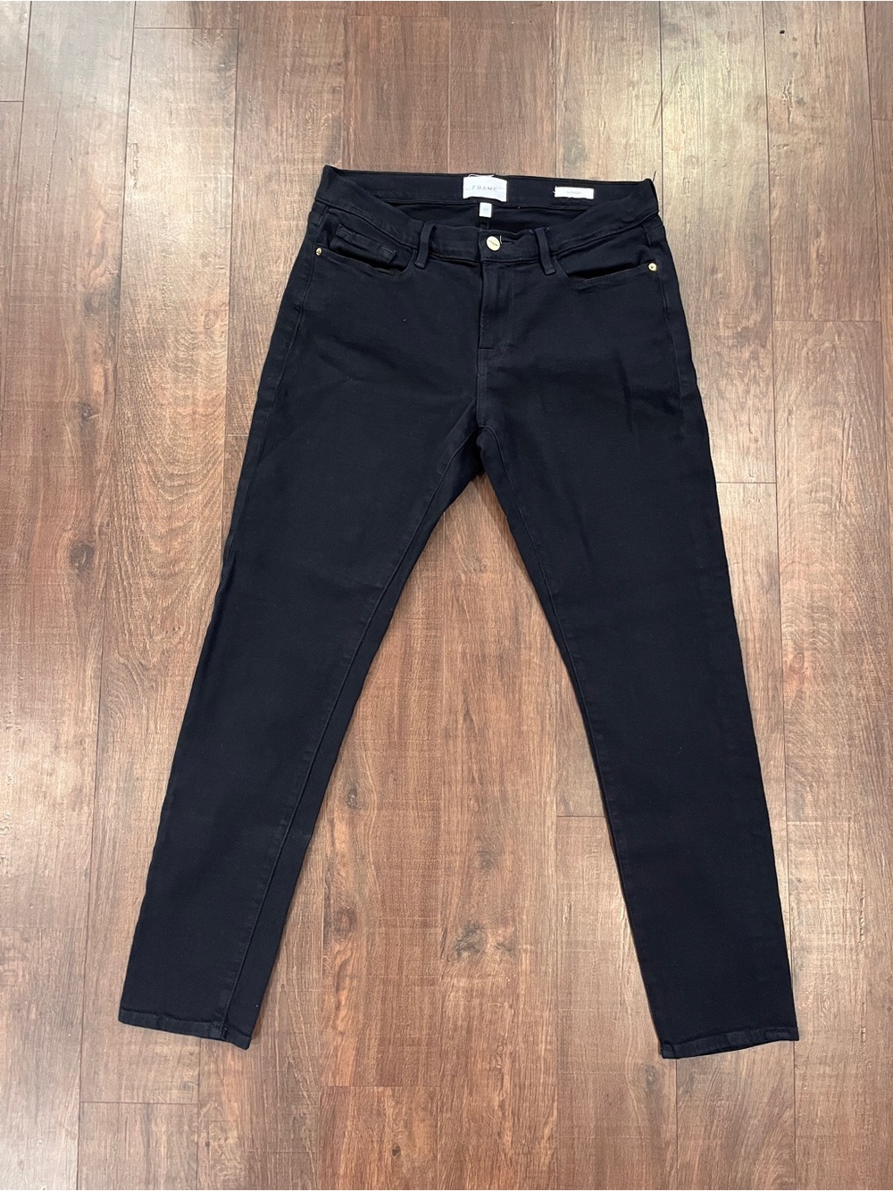FRAME Le Garcon Womens 28 (30 Waist) Slim Straight Jeans Denim Black